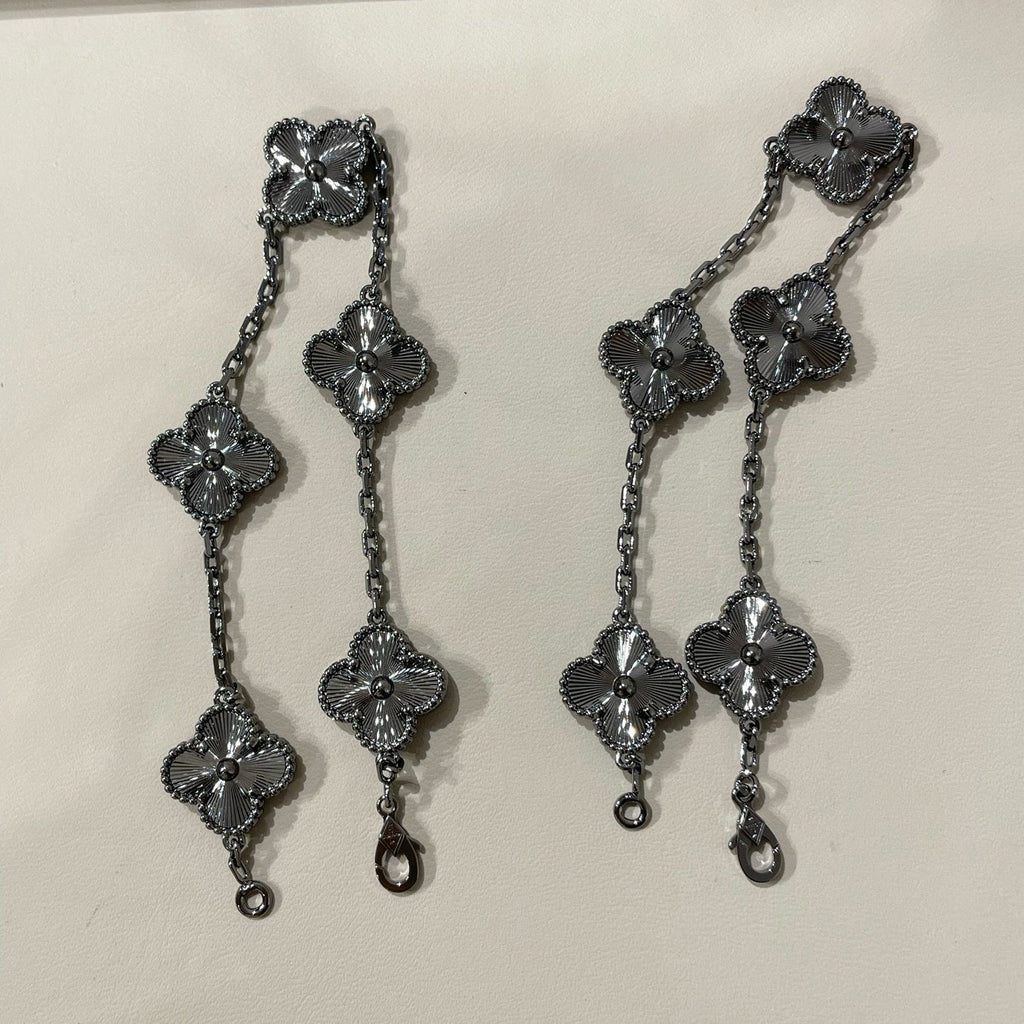 [Lumi jewelry]CLOVER 5 MOTIF BLACK BRACELET