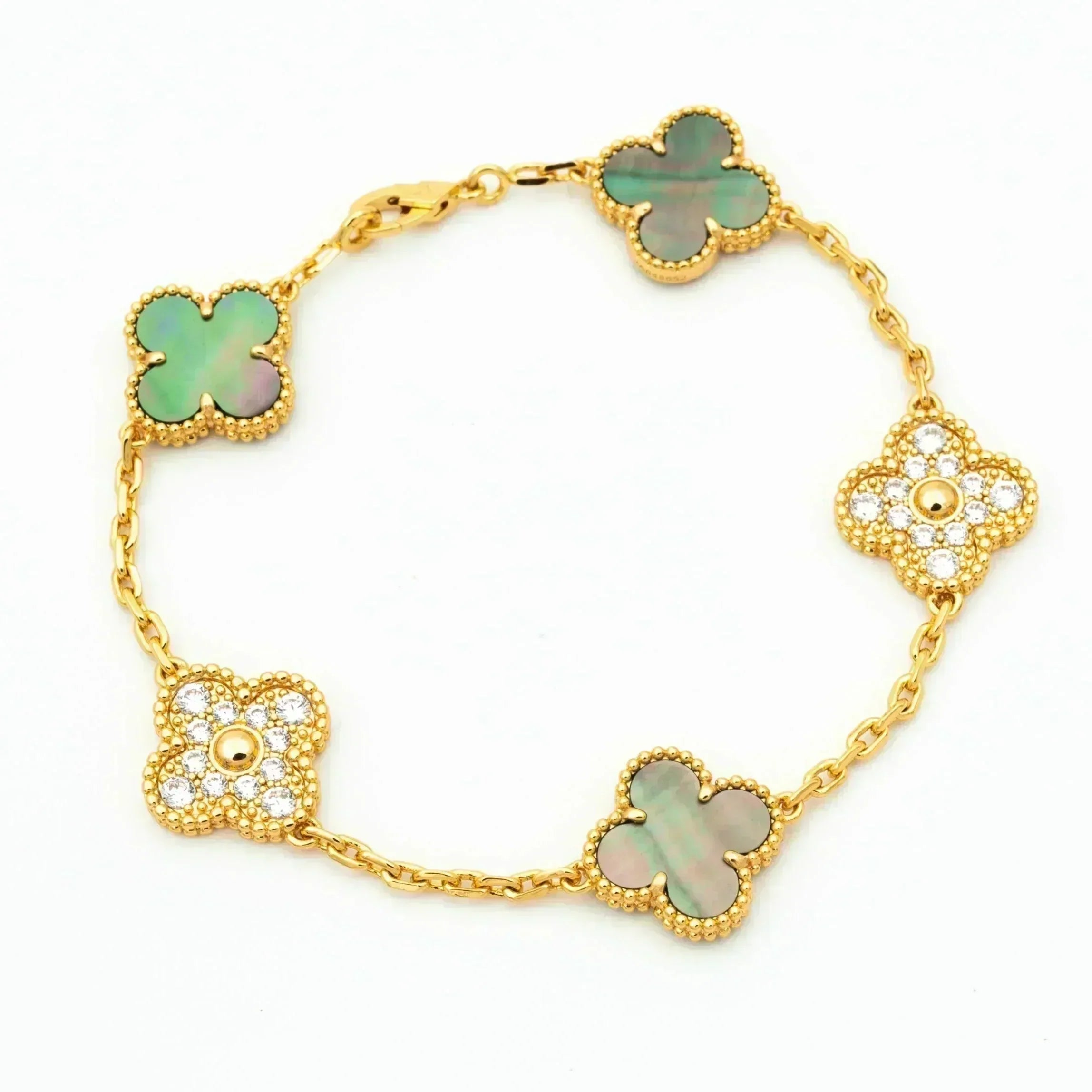 [Lumi jewelry] CLOVER 5 MOTIF GRAY MOP BRACELET COLLECTION