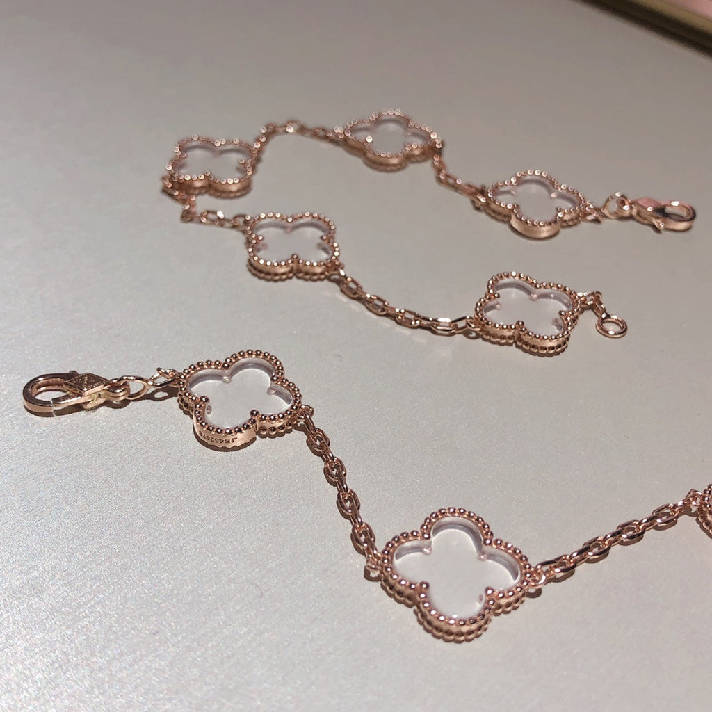 [Lumi]New CLOVER 5 MOTIF ROCK CRYSTAL BRACELET