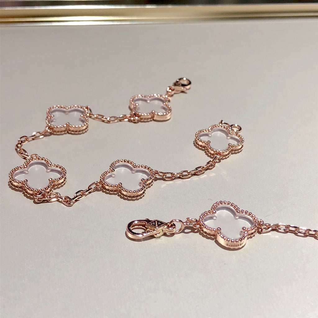 [Lumi]New CLOVER 5 MOTIF ROCK CRYSTAL BRACELET