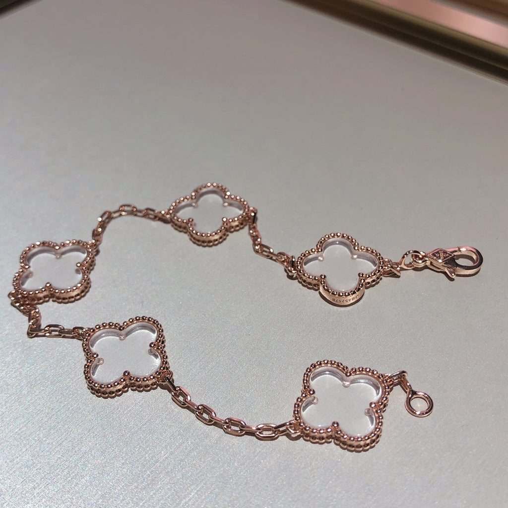 [Lumi jewelry]CLOVER 5 MOTIF ROCK CRYSTAL BRACELET