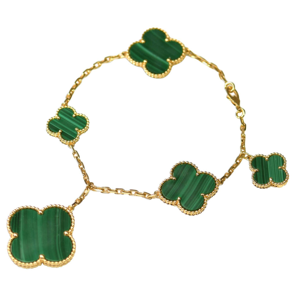 ¡®Lumi¡¯MAGIC CLOVER MALACHITE GOLD BRACELET 5 MOTIFS