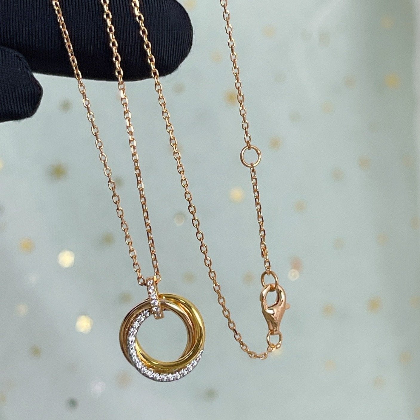 ¡®Lumi¡¯TRINITY NECKLACE SILVER GOLD PINK GOLD DIAMONDS