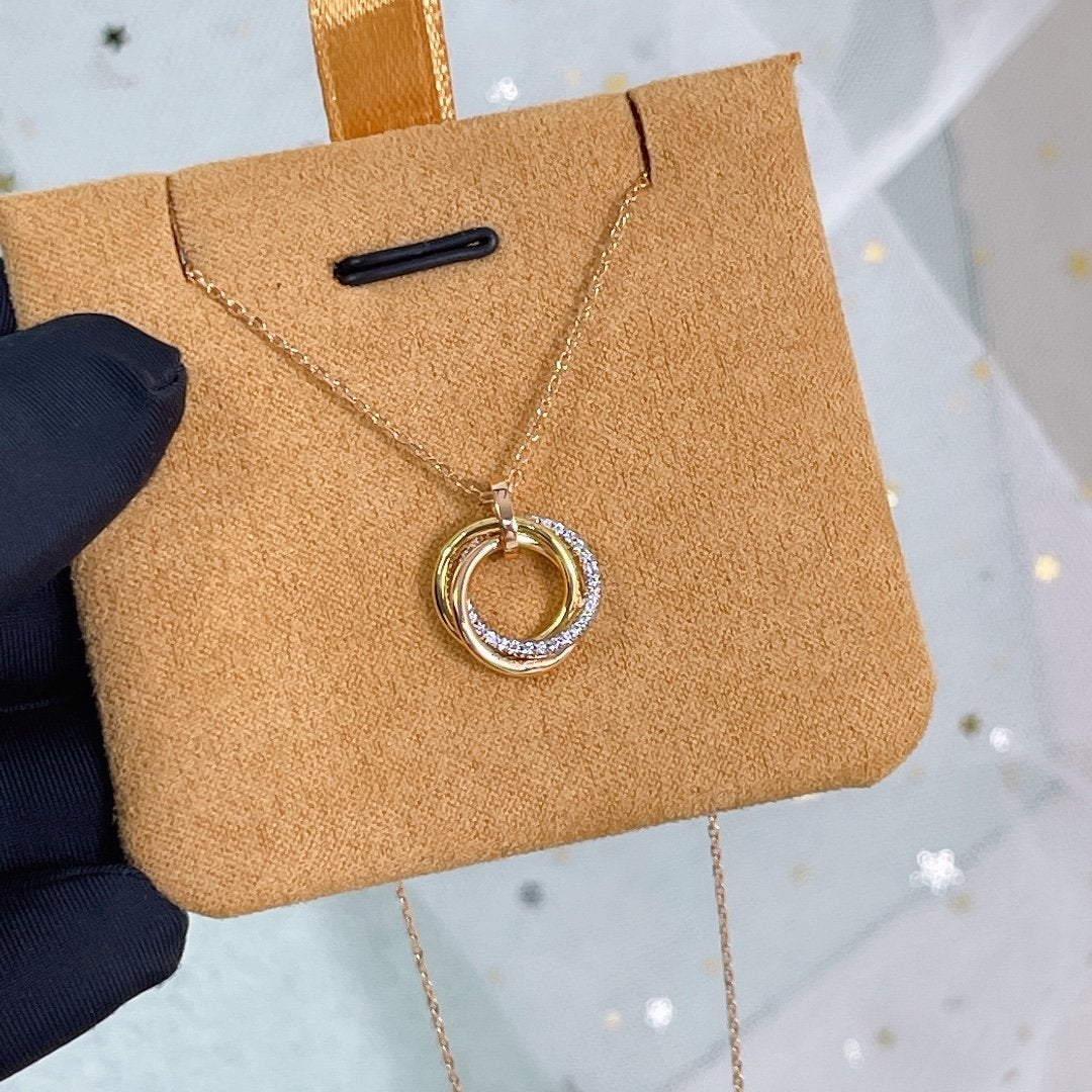 ¡®Lumi¡¯TRINITY NECKLACE SILVER GOLD PINK GOLD DIAMONDS