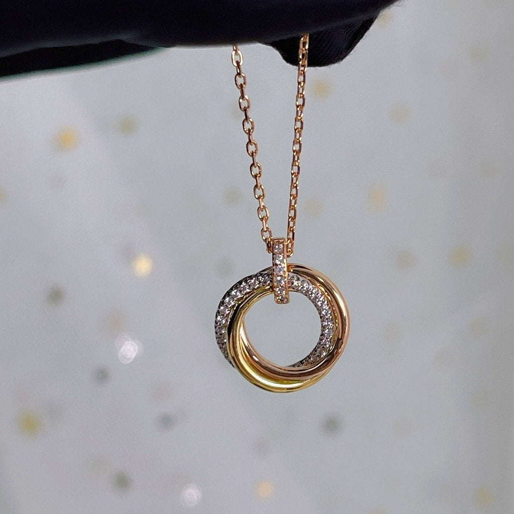 ¡®Lumi¡¯TRINITY NECKLACE SILVER GOLD PINK GOLD DIAMONDS
