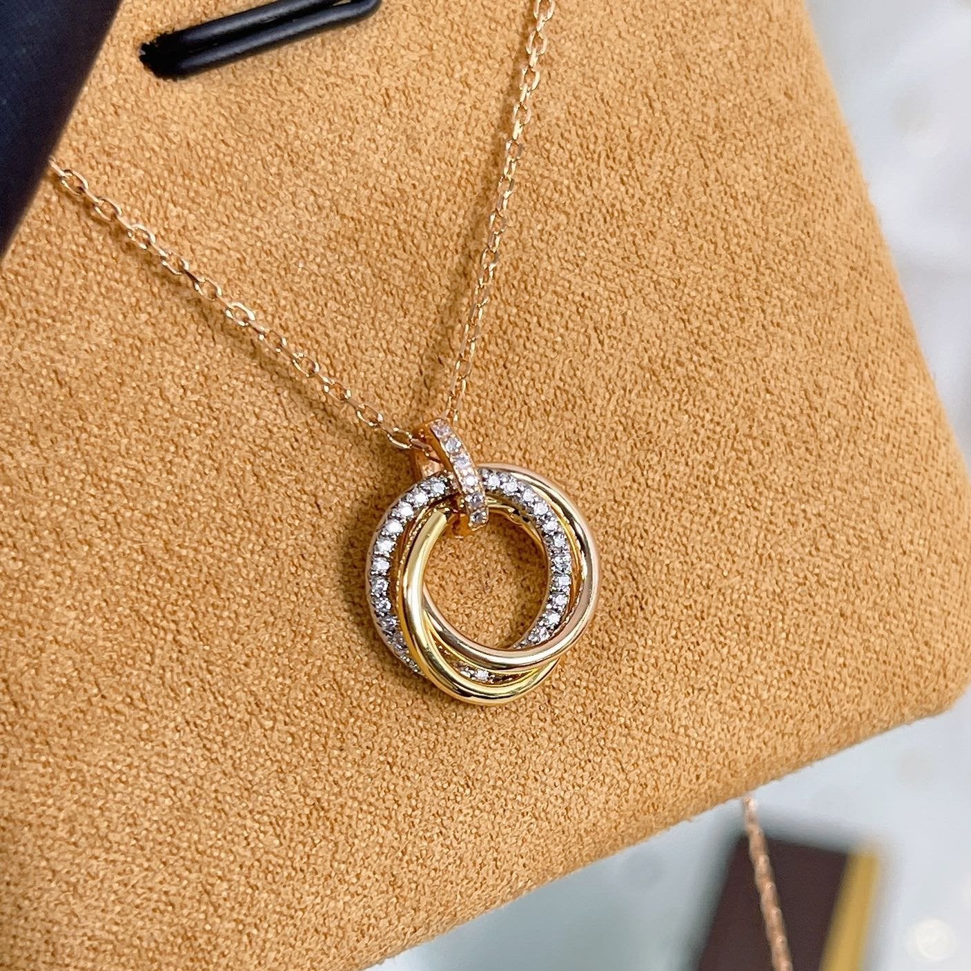 ¡®Lumi¡¯TRINITY NECKLACE SILVER GOLD PINK GOLD DIAMONDS