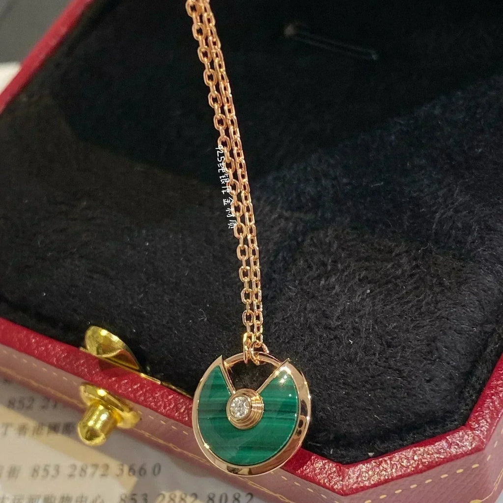 ¡®Lumi¡¯AMULETTE ROSE GOLD MALACHITE NECKLACE