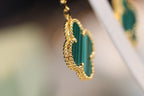¡®Lumi¡¯CLOVER EARRINGS GOLD MALACHITE DIAMOND 3 MOTIF