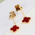 ¡®Lumi¡¯CLOVER  2 MOTIF  TIGER EYE CARNELIAN EARRINGS