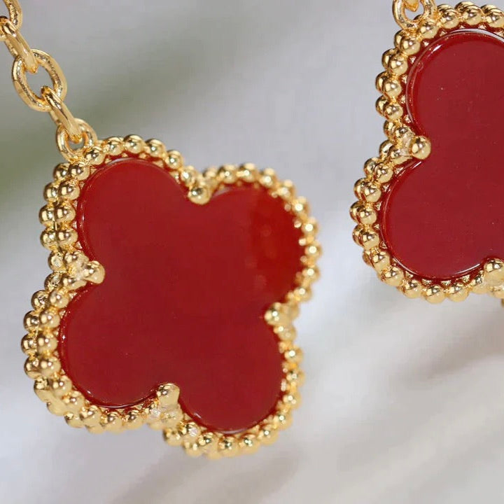¡®Lumi¡¯CLOVER  2 MOTIF  TIGER EYE CARNELIAN EARRINGS