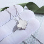 ¡®Lumi¡¯CLOVER  15MM DIAMOND LASER NECKLACE SILVER