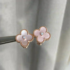 ¡®Lumi¡¯CLOVER MEDIUM 1 MOTIFS  PINK MOP DIAMOND EARRINGS