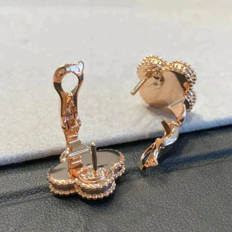 ¡®Lumi¡¯CLOVER MEDIUM 1 MOTIFS GRAY MOP  DIAMOND EARRINGS