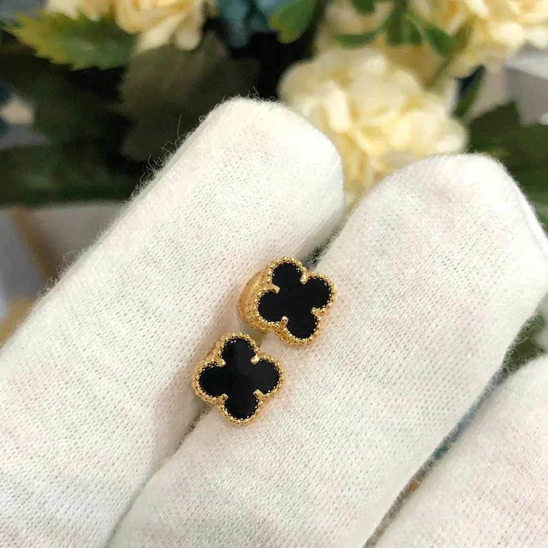 ¡®Lumi¡¯CLOVER MINI 9.5MM BLACK MOP EARRINGS