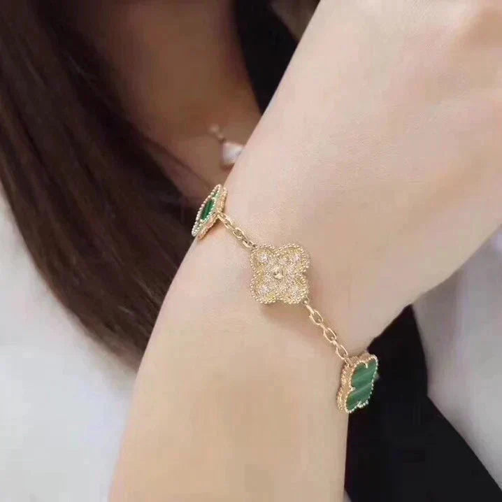 [Lumi]New  CLOVER 5 MOTIF MALACHITE BRACELET COLLECTION