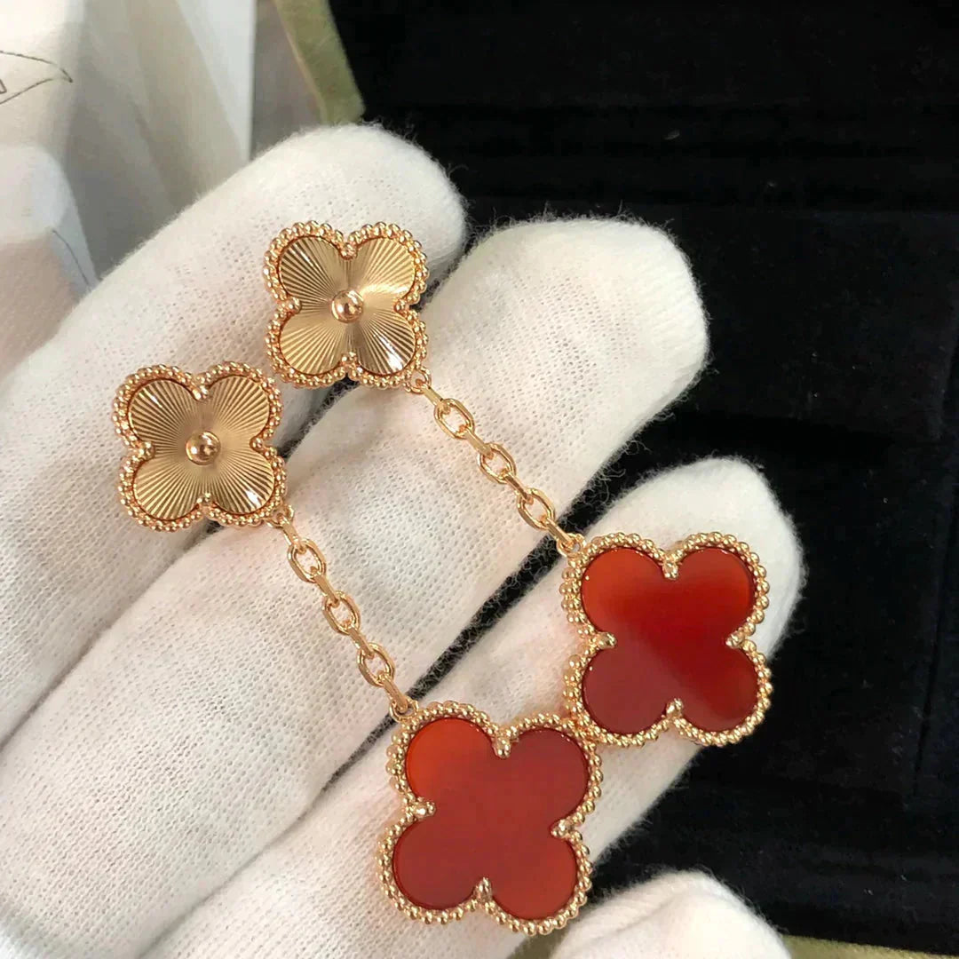 ¡®Lumi¡¯CLOVER 2 MOTIF  LASER CARNELIAN EARRINGS