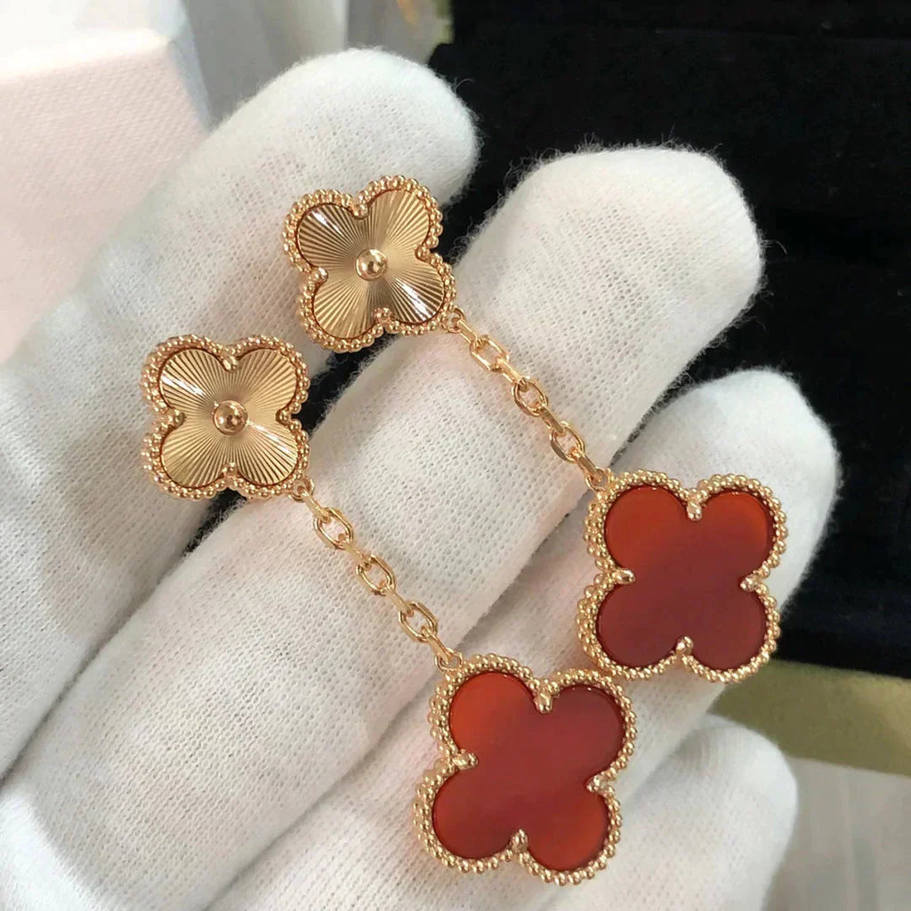 ¡®Lumi¡¯CLOVER 2 MOTIF  LASER CARNELIAN EARRINGS
