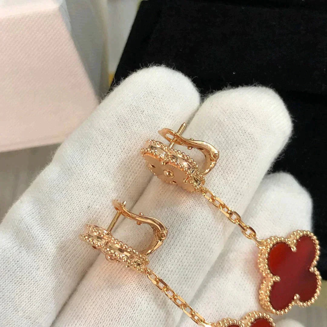 ¡®Lumi¡¯CLOVER 2 MOTIF  LASER CARNELIAN EARRINGS