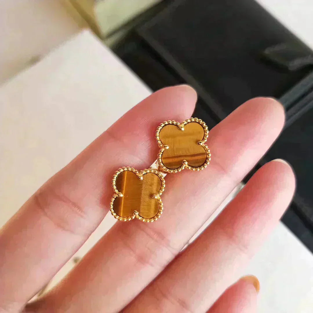 ¡®Lumi¡¯CLOVER MEDIUM 1 MOTIFS TIGER EYE EARRINGS