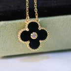 ¡®Lumi¡¯CLOVER 15MM DIAMOND ONYX NECKLACE