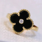 ¡®Lumi¡¯CLOVER ONYX RING GOLD DIAMOND