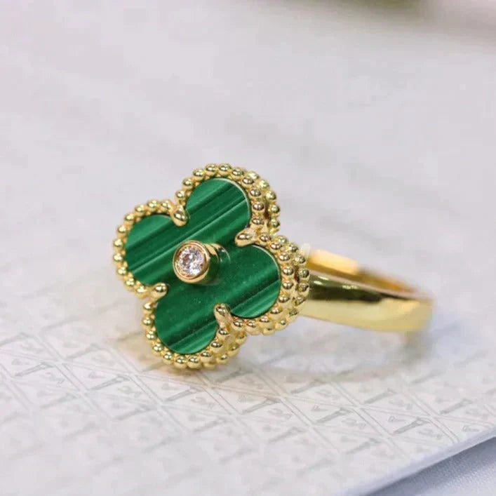 ¡®Lumi¡¯CLOVER MALACHITE RING GOLD DIAMOND