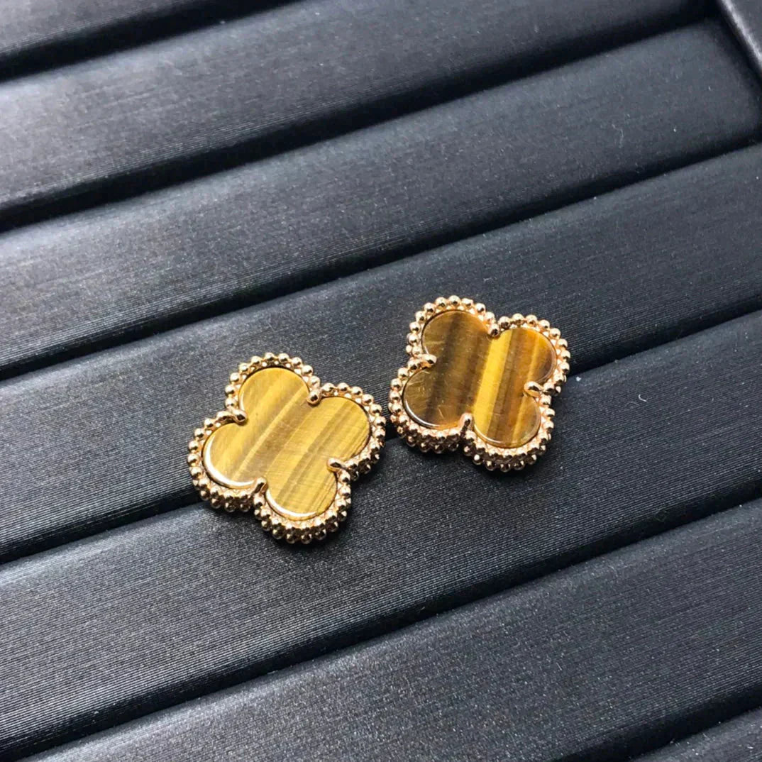 ¡®Lumi¡¯CLOVER MEDIUM 1 MOTIFS TIGER EYE EARRINGS