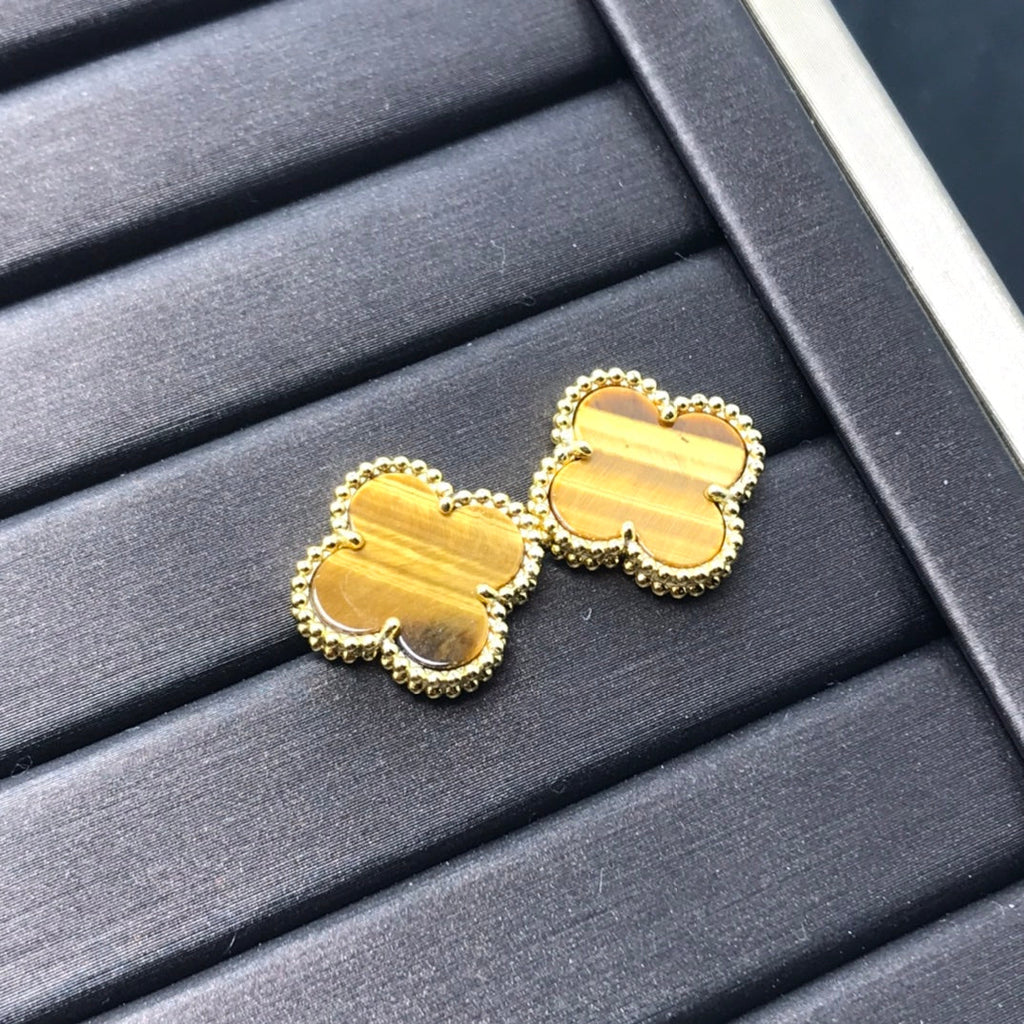 ¡®Lumi¡¯CLOVER MEDIUM 1 MOTIFS TIGER EYE EARRINGS