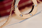 ¡®Lumi¡¯LOVE NECKLACE 16MM 6 DIAMONDS PINK GOLD