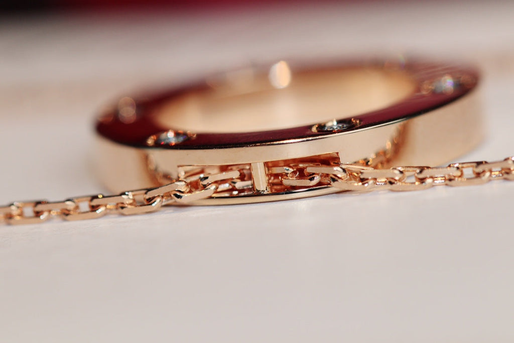 ¡®Lumi¡¯LOVE NECKLACE 16MM 6 DIAMONDS PINK GOLD