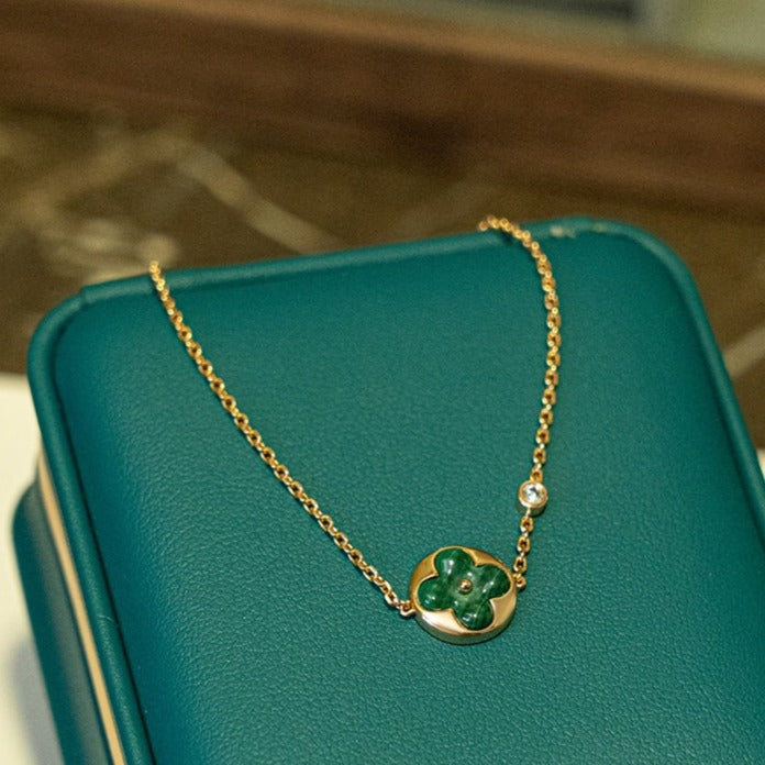 ¡®Lumi¡¯SUN MALACHITE 1 DIAMOND PINK GOLD BRACELET