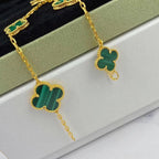 ¡®Lumi¡¯MAGIC CLOVER MALACHITE GOLD BRACELET 5 MOTIFS
