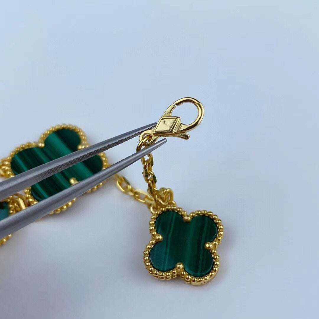 ¡®Lumi¡¯MAGIC CLOVER MALACHITE GOLD BRACELET 5 MOTIFS