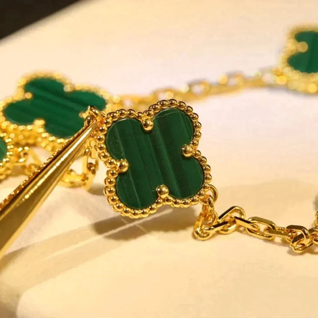 [Lumi jewelry] CLOVER 5 MOTIF MALACHITE BRACELET COLLECTION