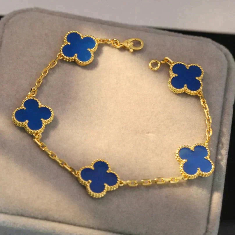 [Lumi jewelry] CLOVER 5 MOTIF BLUE AGATE BRACELET COLLECTION