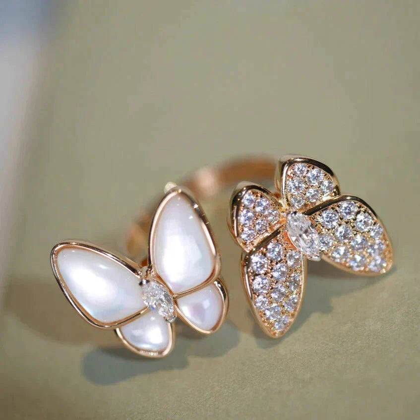¡®Lumi¡¯TWIN BUTTERFLY DIAMOND MOP RING