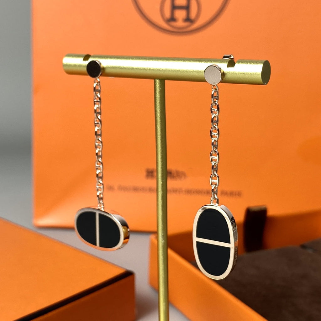 ¡®Lumi¡¯CHAINE VERSO BLACK CERAMIC EARRINGS