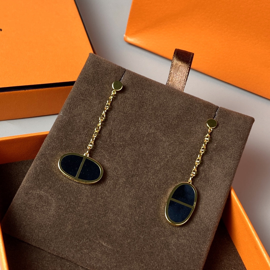 ¡®Lumi¡¯CHAINE VERSO BLACK CERAMIC EARRINGS