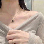¡®Lumi¡¯CLOVER 15MM BLACK ONYX SINGLE FLOWER NECKLACE