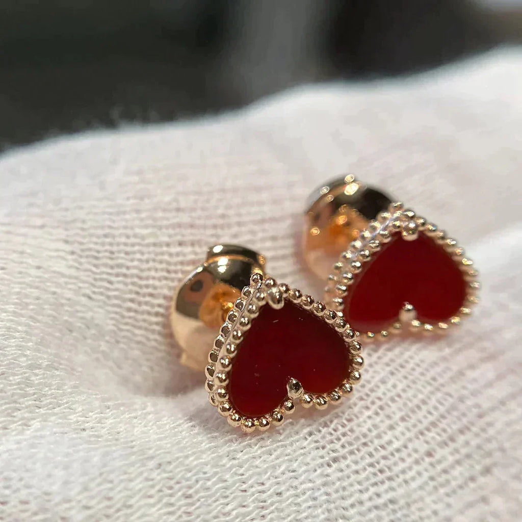 ¡®Lumi¡¯HEART CARNELIAN STUD EARRINGS