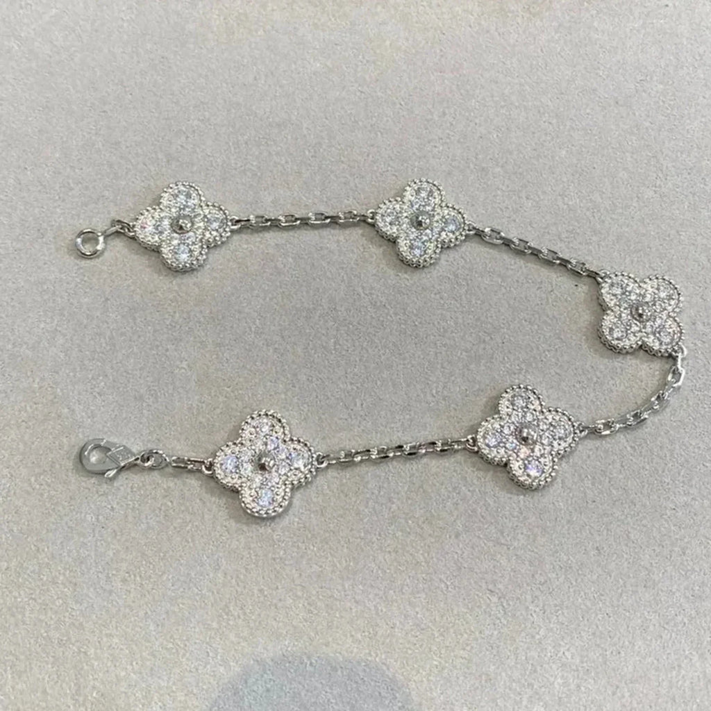[Lumi]New  CLOVER 5 MOTIF FULL DIAMOND BRACELET COLLECTION