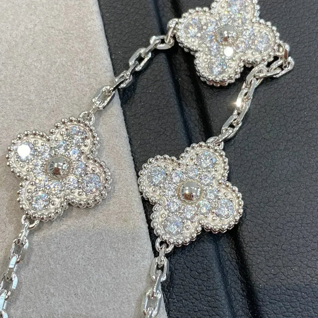[Lumi jewelry] CLOVER 5 MOTIF FULL DIAMOND BRACELET COLLECTION