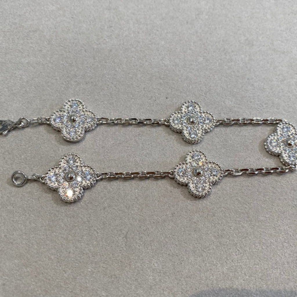 [Lumi jewelry] CLOVER 5 MOTIF FULL DIAMOND BRACELET COLLECTION