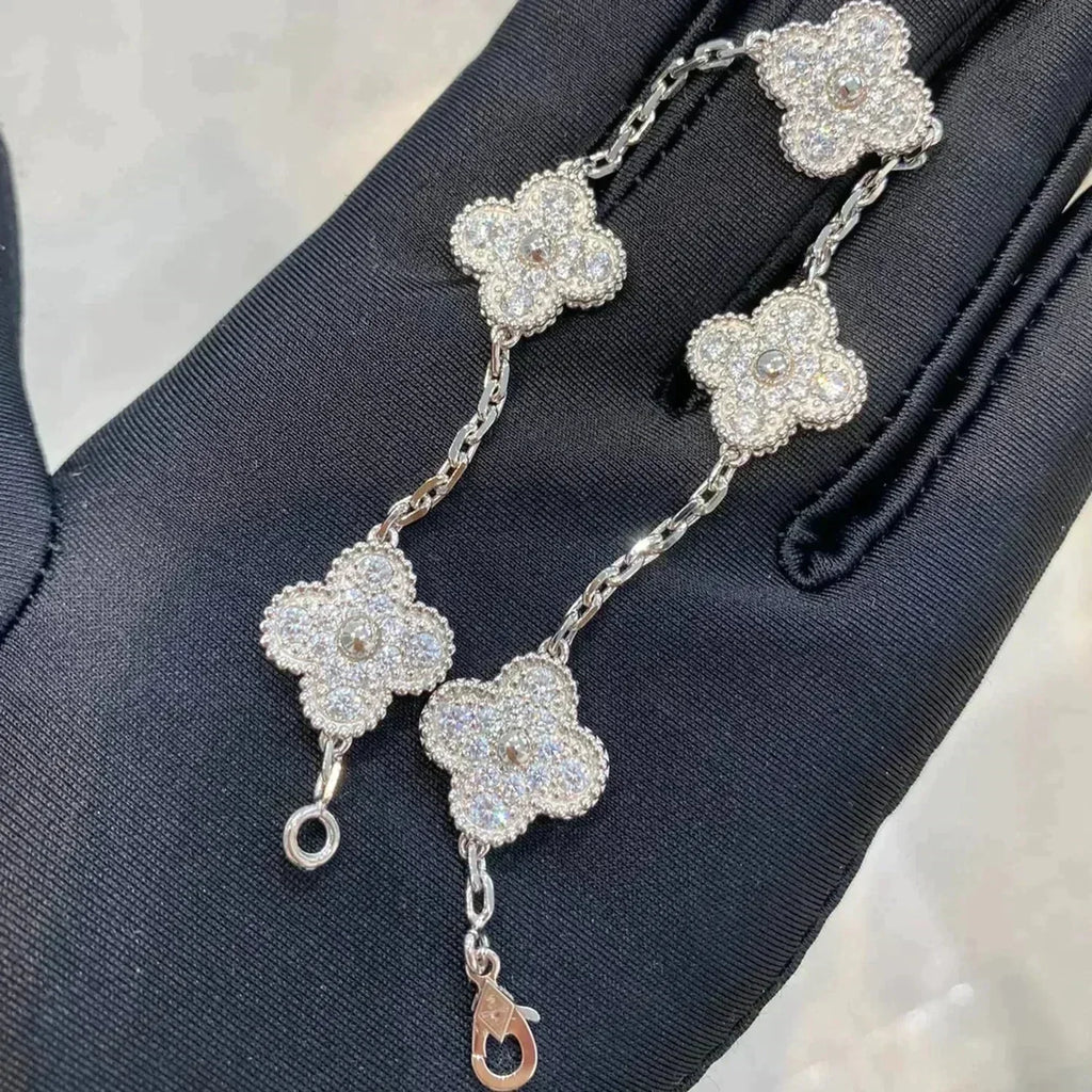 [Lumi jewelry] CLOVER 5 MOTIF FULL DIAMOND BRACELET COLLECTION