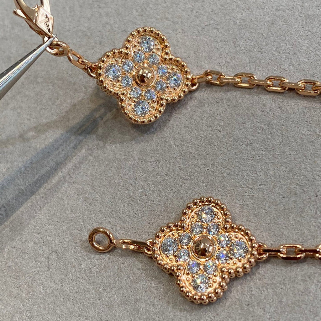 [Lumi]New  CLOVER 5 MOTIF FULL DIAMOND BRACELET COLLECTION