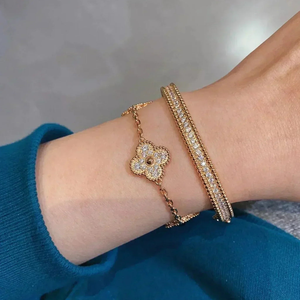 [Lumi jewelry] CLOVER 5 MOTIF FULL DIAMOND BRACELET COLLECTION