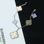 ¡®Lumi¡¯CLOVER BRACELET 5 MOTIFS MOP CHALCEDONY SILVER