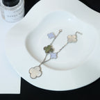 ¡®Lumi¡¯CLOVER BRACELET 5 MOTIFS MOP CHALCEDONY SILVER