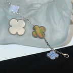 ¡®Lumi¡¯CLOVER BRACELET 5 MOTIFS MOP CHALCEDONY SILVER