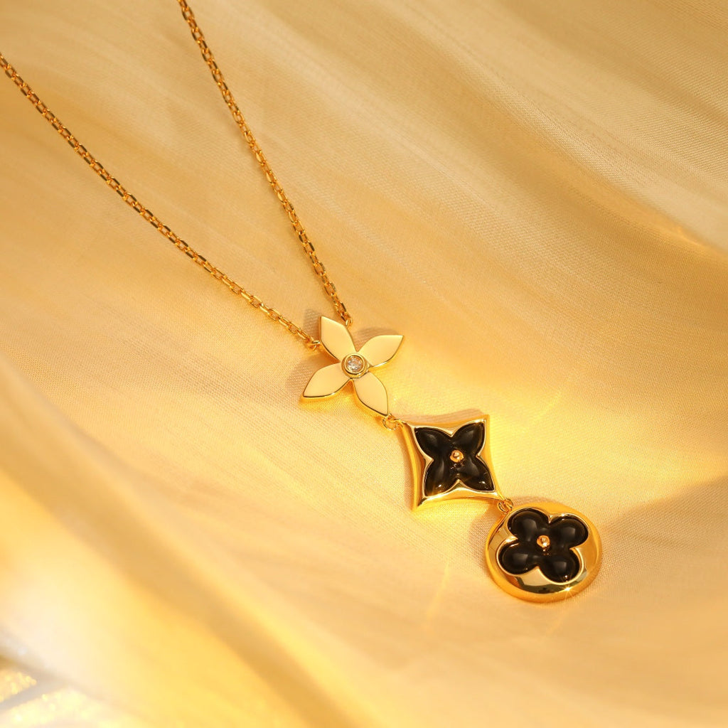 ¡®Lumi¡¯STAR AND SUN ONYX PINK GOLD NECKLACE